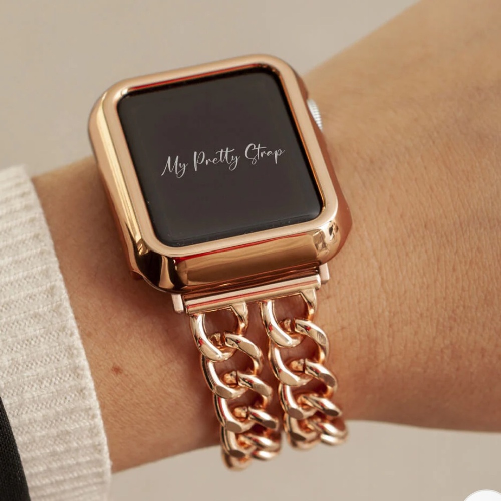 Rose Gold Double Chain Link Apple Watch Band